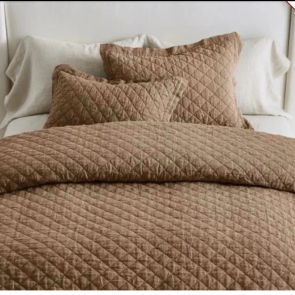 4 Restoration Hardware Belgian Flax mini diamonds Euro+ Lumbar shams Bundle